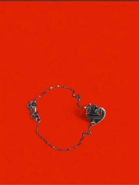 Sterling Silver Heart Charm Bracelet Anklet 8.5 Inch 22cm
